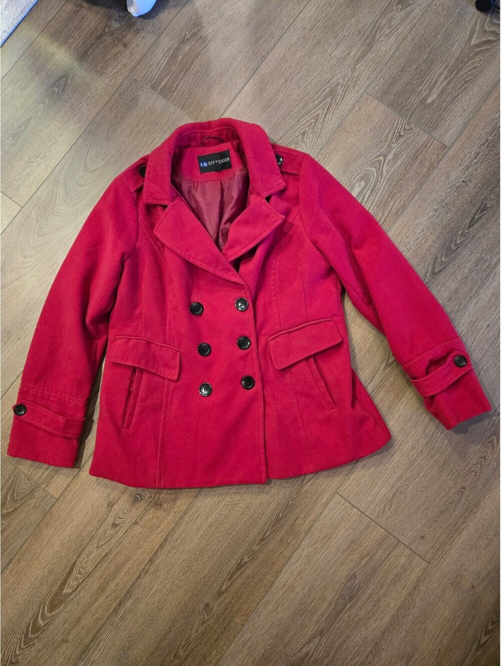 Womens red peacoat